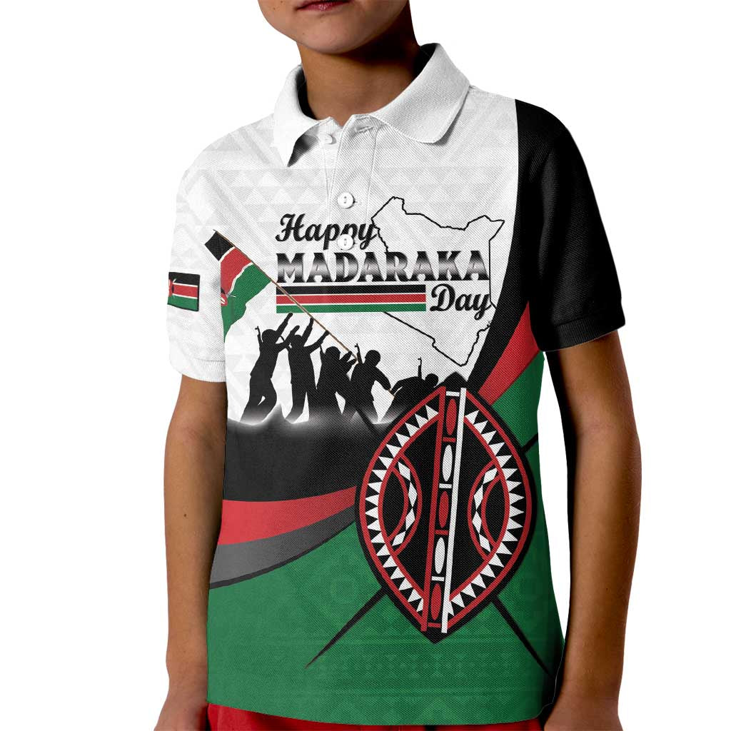 Personalised Happy Kenya Madaraka Day Kid Polo Shirt Maasai Shield - Kenyan Pattern