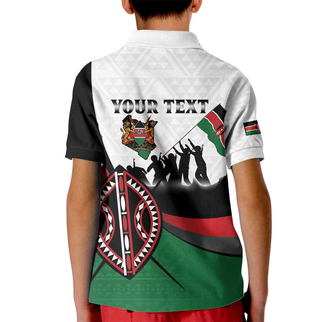 Personalised Happy Kenya Madaraka Day Kid Polo Shirt Maasai Shield - Kenyan Pattern