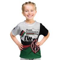 Personalised Happy Kenya Madaraka Day Kid T Shirt Maasai Shield - Kenyan Pattern