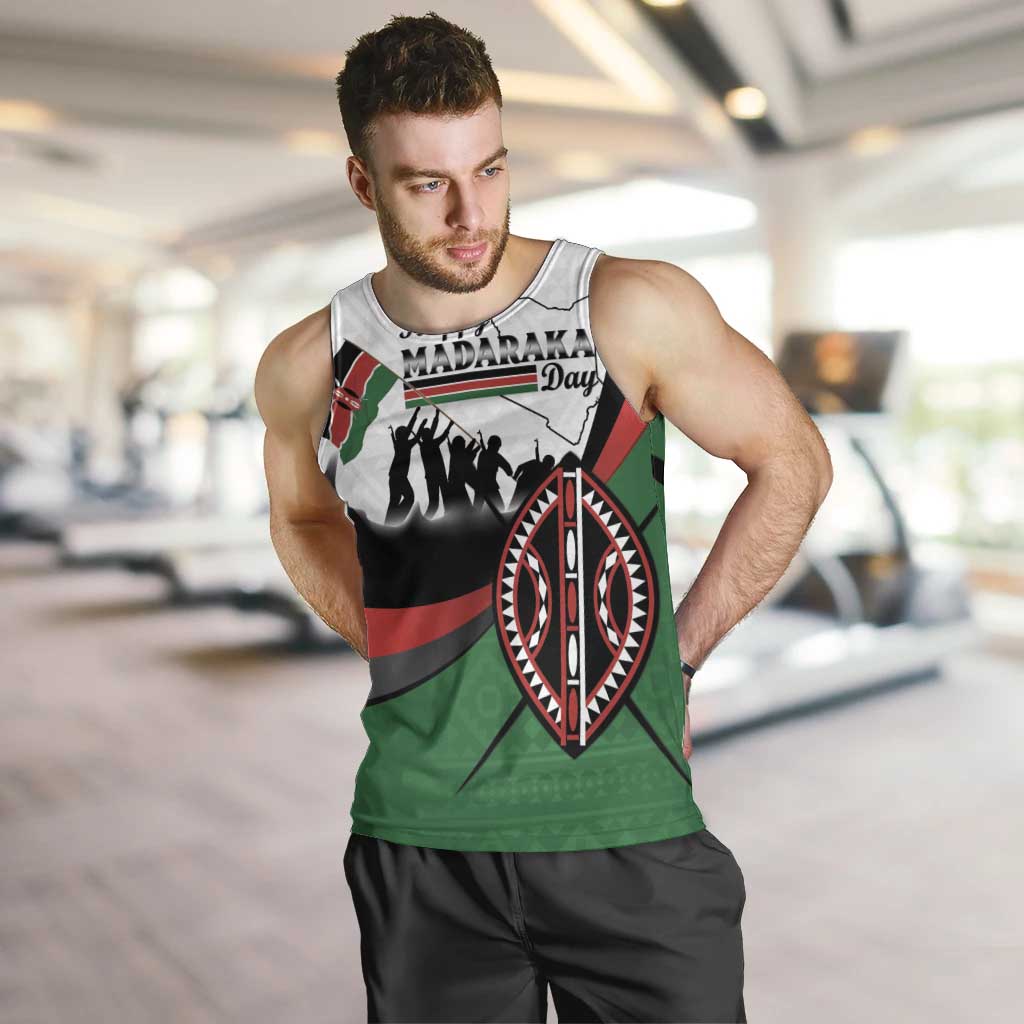 Personalised Happy Kenya Madaraka Day Men Tank Top Maasai Shield - Kenyan Pattern