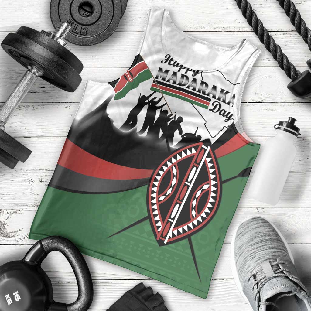 Personalised Happy Kenya Madaraka Day Men Tank Top Maasai Shield - Kenyan Pattern