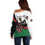 Personalised Happy Kenya Madaraka Day Off Shoulder Sweater Maasai Shield - Kenyan Pattern