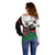 Personalised Happy Kenya Madaraka Day Off Shoulder Sweater Maasai Shield - Kenyan Pattern