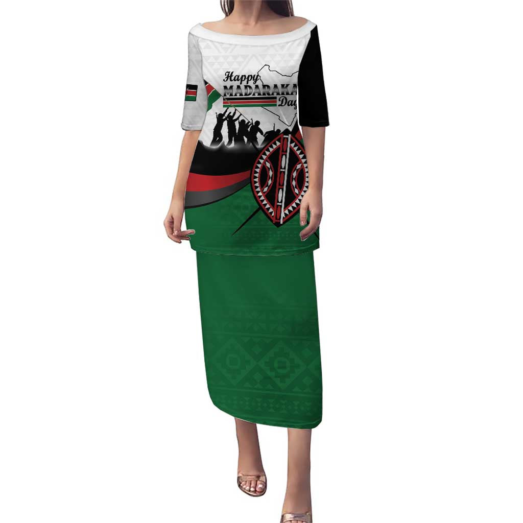 Personalised Happy Kenya Madaraka Day Puletasi Maasai Shield - Kenyan Pattern