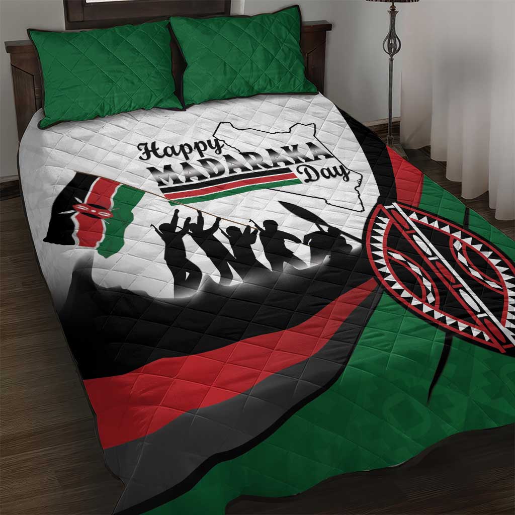 Happy Kenya Madaraka Day Quilt Bed Set Maasai Shield - Kenyan Pattern