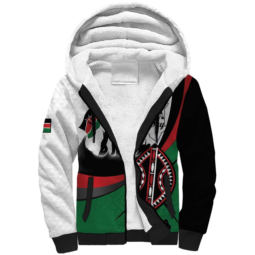 Personalised Happy Kenya Madaraka Day Sherpa Hoodie Maasai Shield - Kenyan Pattern
