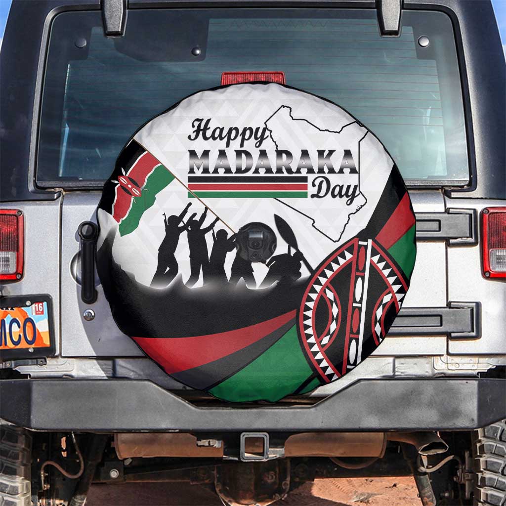 Happy Kenya Madaraka Day Spare Tire Cover Maasai Shield - Kenyan Pattern