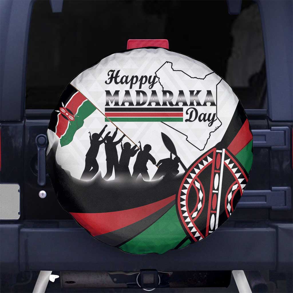 Happy Kenya Madaraka Day Spare Tire Cover Maasai Shield - Kenyan Pattern