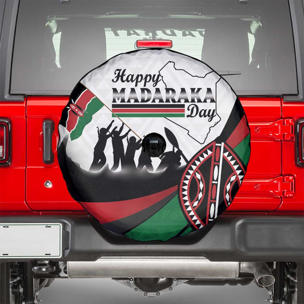 Happy Kenya Madaraka Day Spare Tire Cover Maasai Shield - Kenyan Pattern