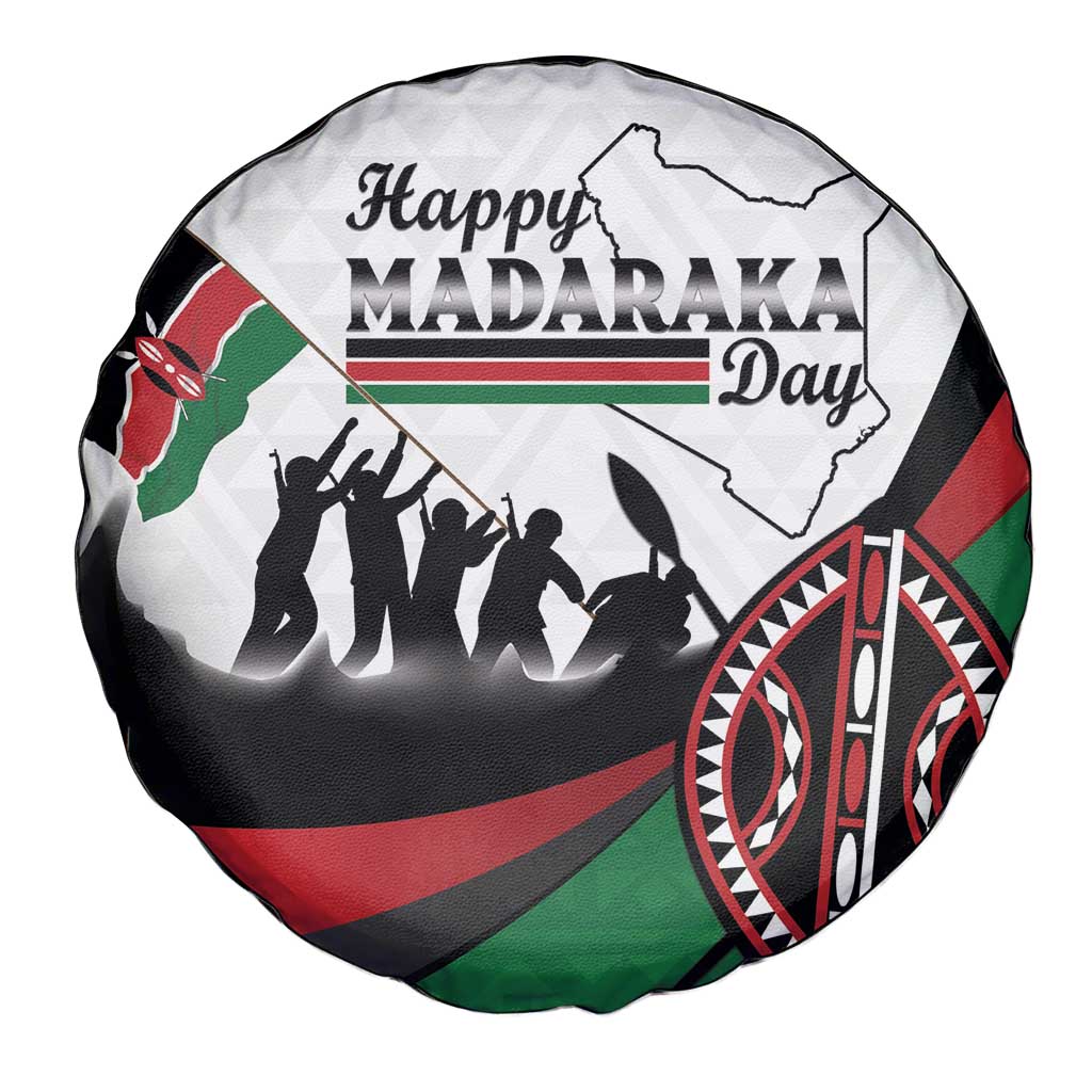 Happy Kenya Madaraka Day Spare Tire Cover Maasai Shield - Kenyan Pattern