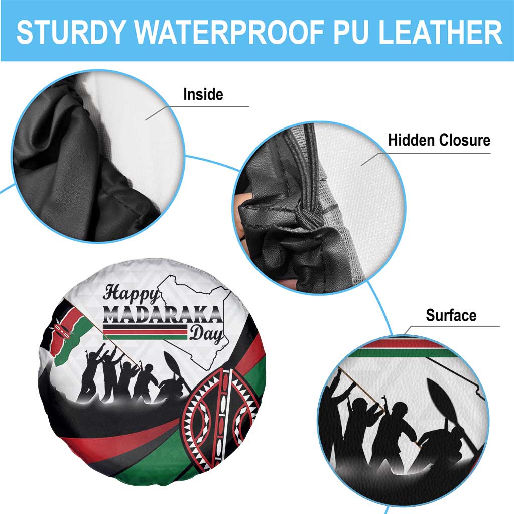 Happy Kenya Madaraka Day Spare Tire Cover Maasai Shield - Kenyan Pattern