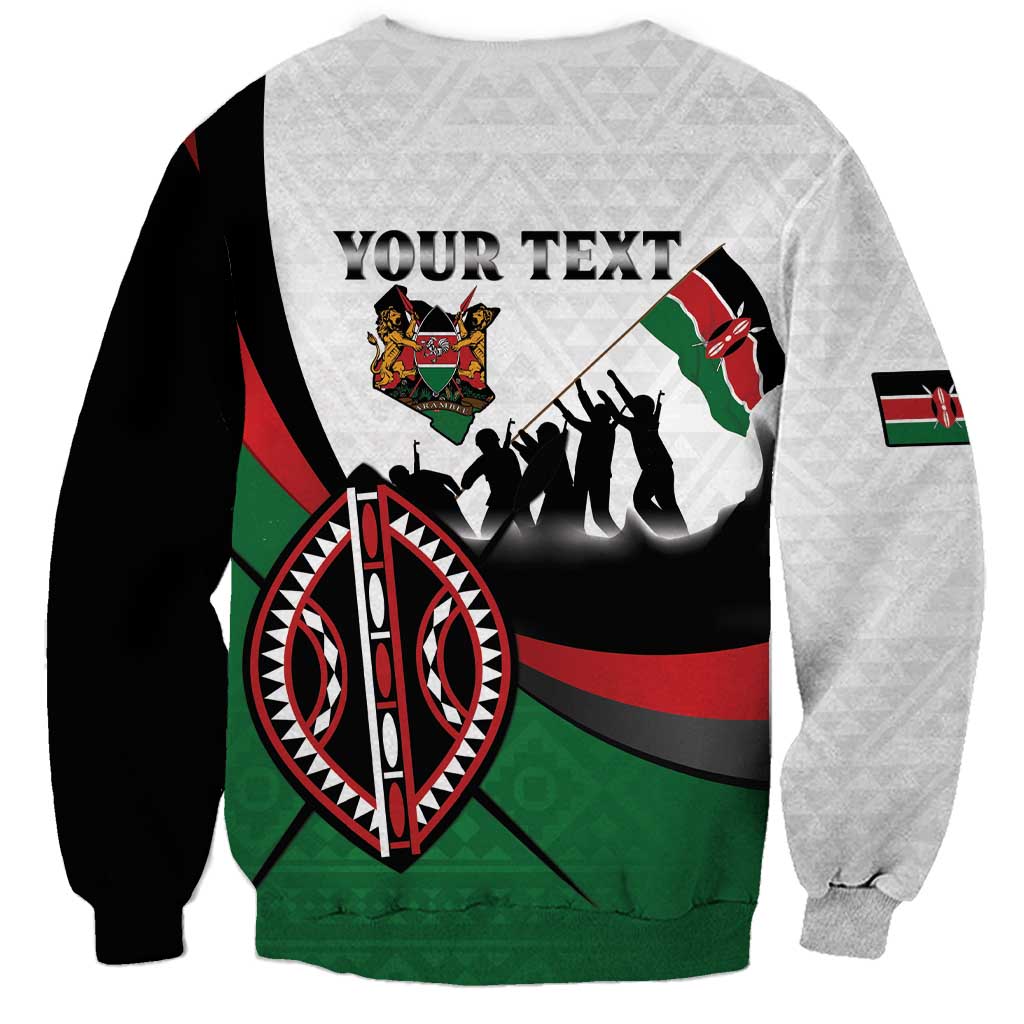Personalised Happy Kenya Madaraka Day Sweatshirt Maasai Shield - Kenyan Pattern