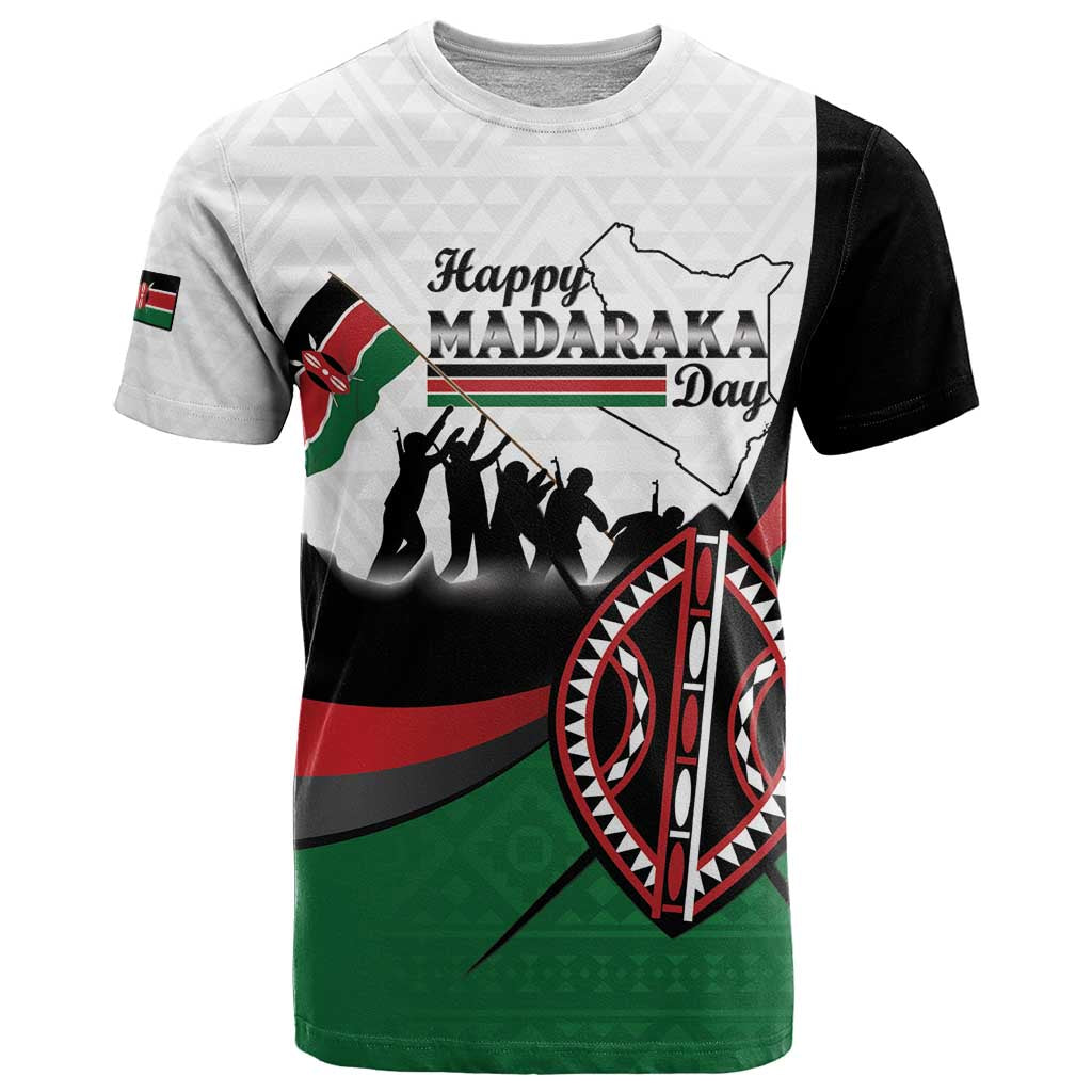 Personalised Happy Kenya Madaraka Day T Shirt Maasai Shield - Kenyan Pattern