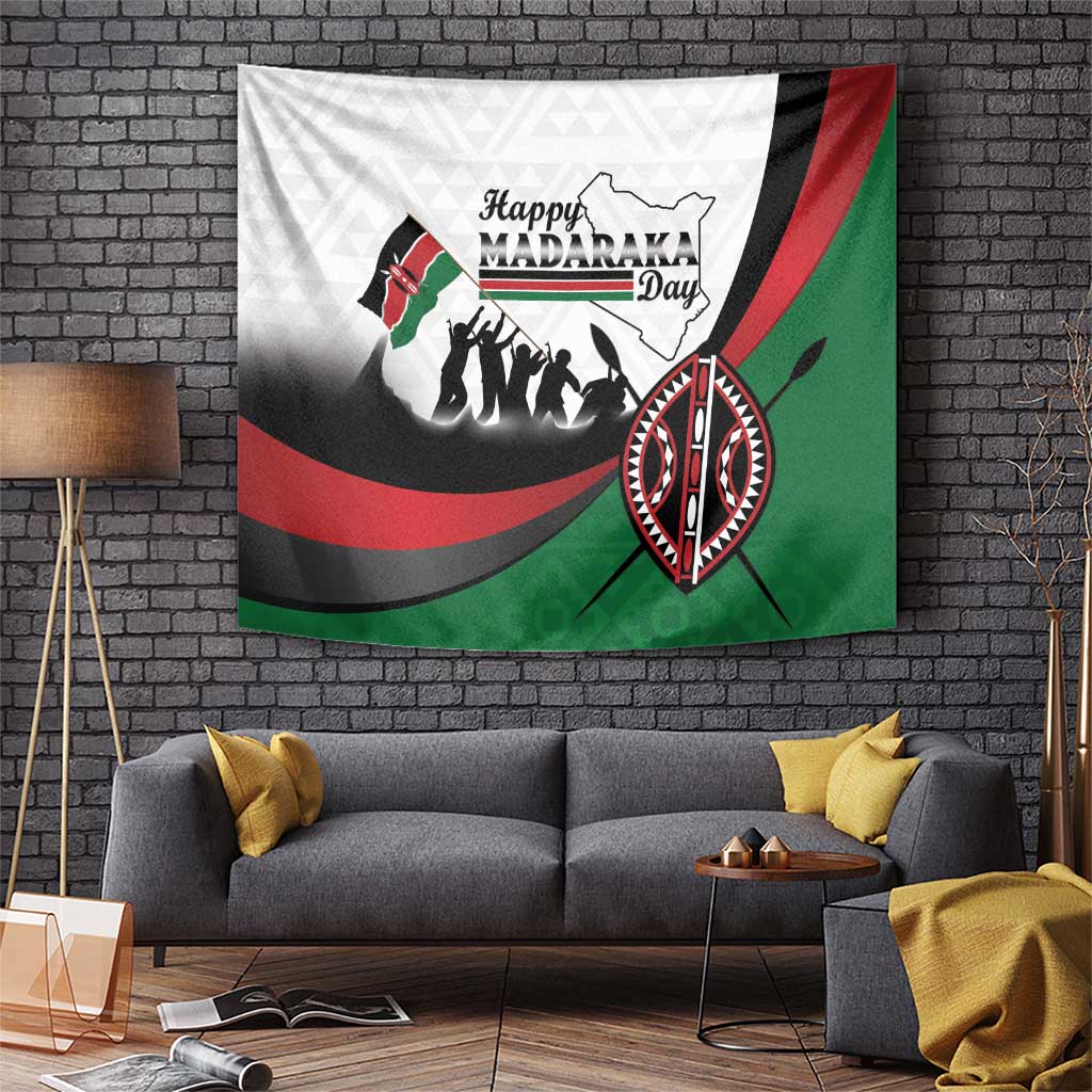 Happy Kenya Madaraka Day Tapestry Maasai Shield - Kenyan Pattern