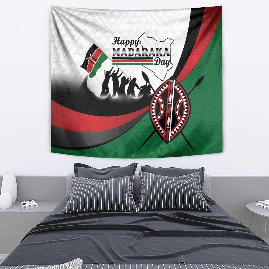 Happy Kenya Madaraka Day Tapestry Maasai Shield - Kenyan Pattern