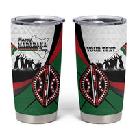 Personalised Happy Kenya Madaraka Day Tumbler Cup Maasai Shield - Kenyan Pattern