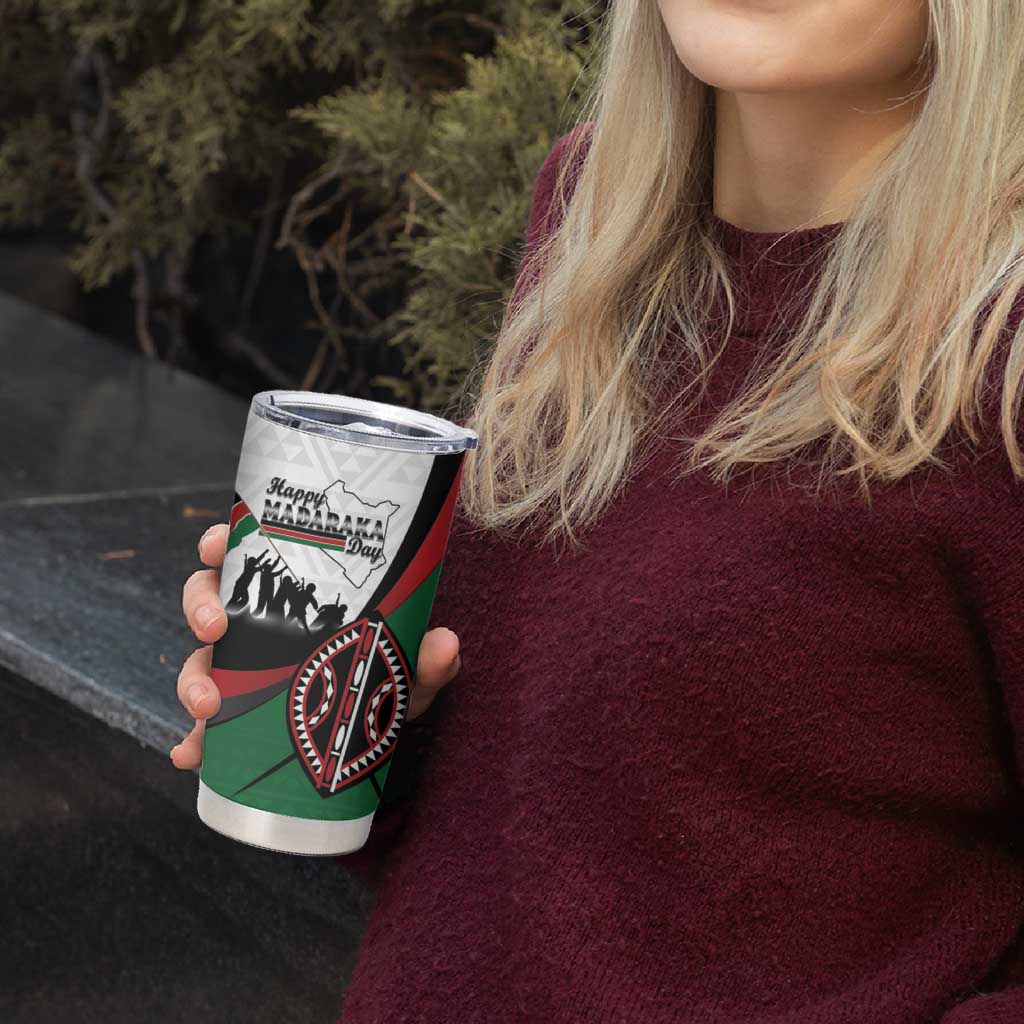 Personalised Happy Kenya Madaraka Day Tumbler Cup Maasai Shield - Kenyan Pattern