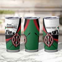 Personalised Happy Kenya Madaraka Day Tumbler Cup Maasai Shield - Kenyan Pattern