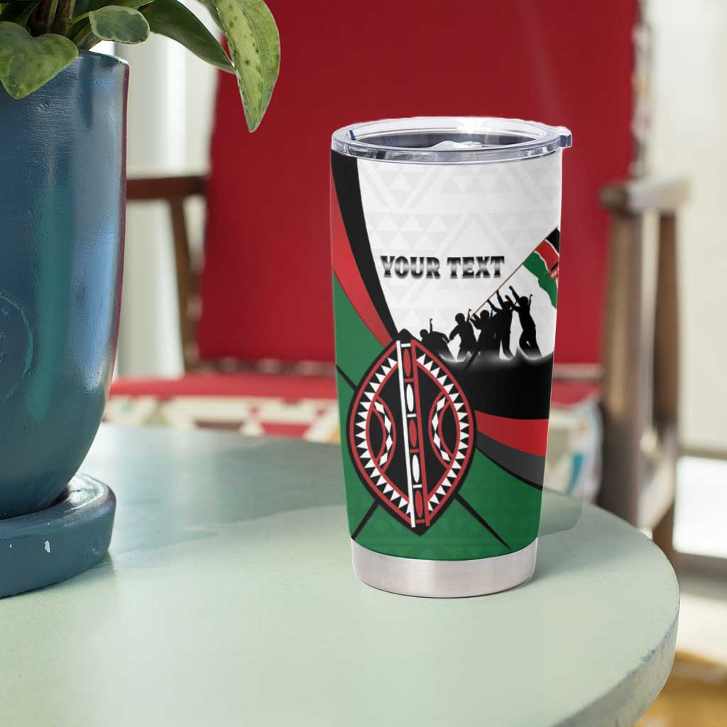 Personalised Happy Kenya Madaraka Day Tumbler Cup Maasai Shield - Kenyan Pattern