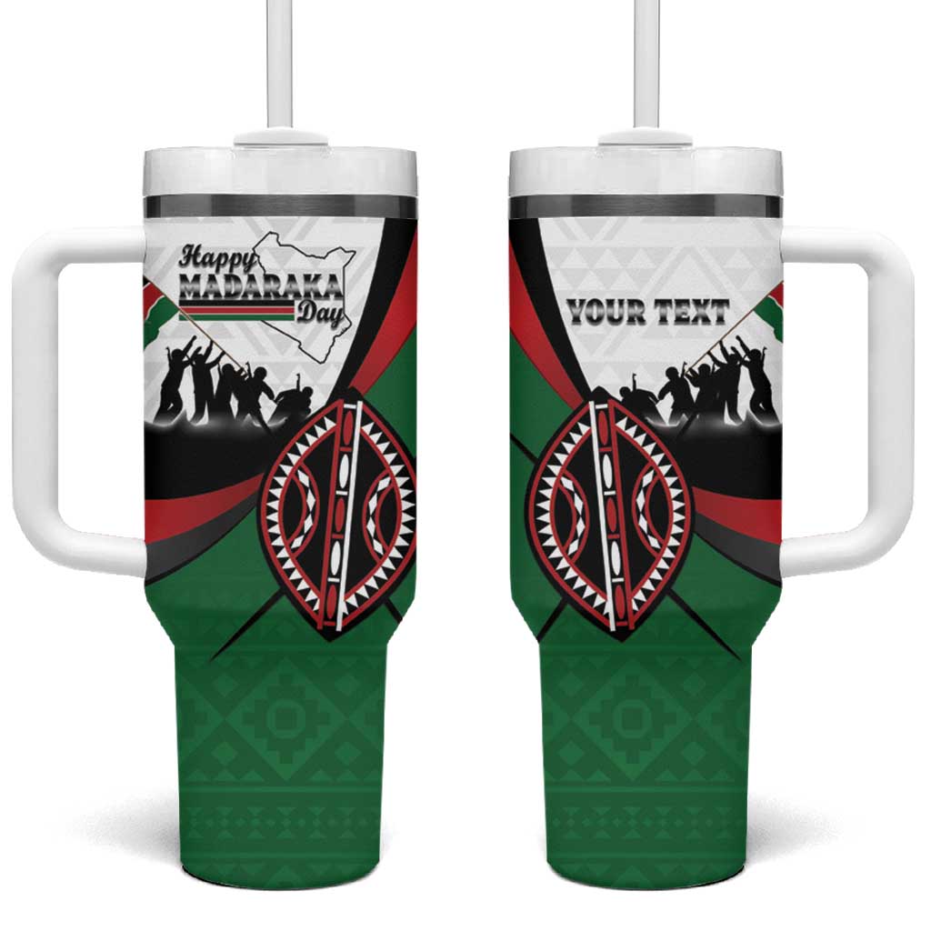 Personalised Happy Kenya Madaraka Day Tumbler With Handle Maasai Shield - Kenyan Pattern