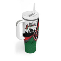 Personalised Happy Kenya Madaraka Day Tumbler With Handle Maasai Shield - Kenyan Pattern
