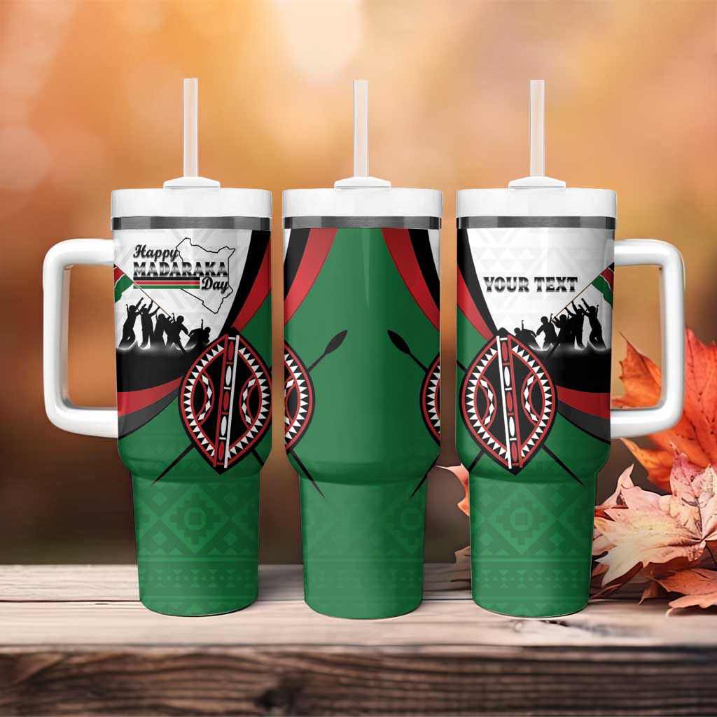 Personalised Happy Kenya Madaraka Day Tumbler With Handle Maasai Shield - Kenyan Pattern