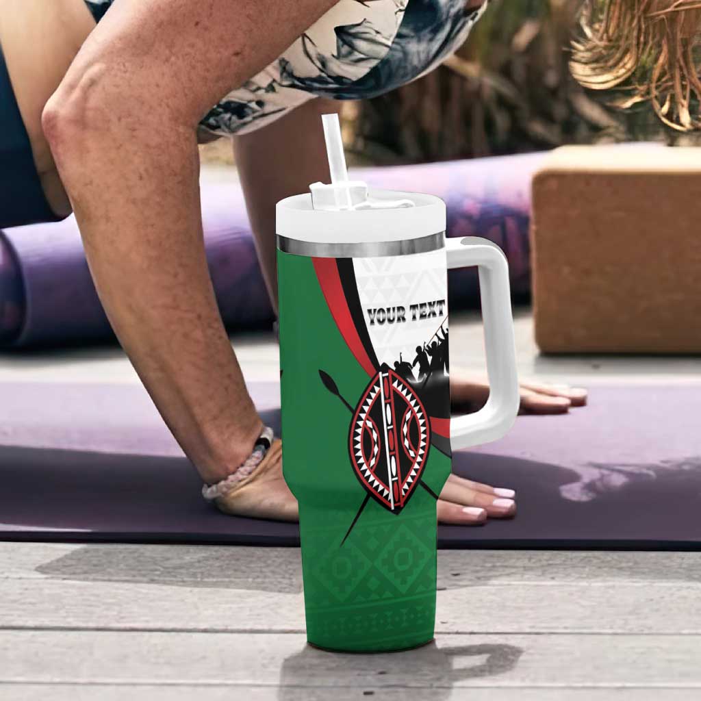 Personalised Happy Kenya Madaraka Day Tumbler With Handle Maasai Shield - Kenyan Pattern