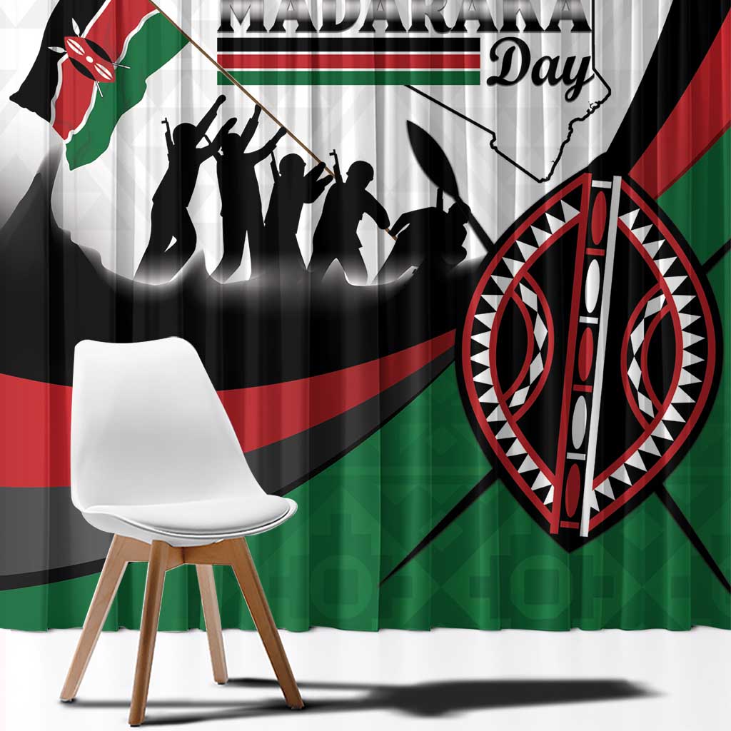 Happy Kenya Madaraka Day Window Curtain Maasai Shield - Kenyan Pattern