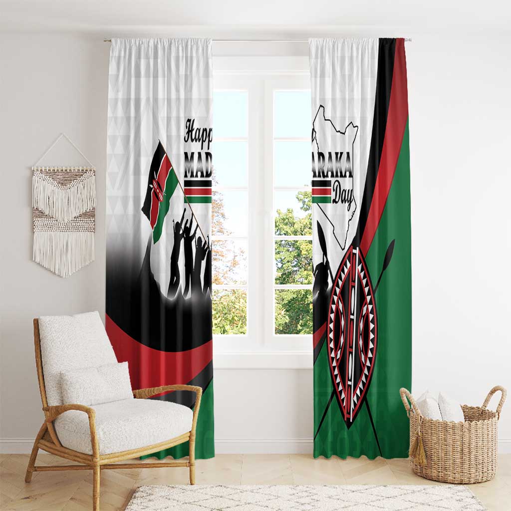 Happy Kenya Madaraka Day Window Curtain Maasai Shield - Kenyan Pattern