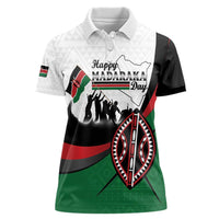 Personalised Happy Kenya Madaraka Day Women Polo Shirt Maasai Shield - Kenyan Pattern