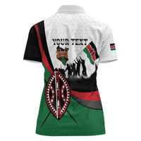 Personalised Happy Kenya Madaraka Day Women Polo Shirt Maasai Shield - Kenyan Pattern