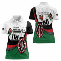 Personalised Happy Kenya Madaraka Day Women Polo Shirt Maasai Shield - Kenyan Pattern