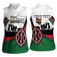 Personalised Happy Kenya Madaraka Day Women Sleeveless Polo Shirt Maasai Shield - Kenyan Pattern