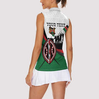 Personalised Happy Kenya Madaraka Day Women Sleeveless Polo Shirt Maasai Shield - Kenyan Pattern