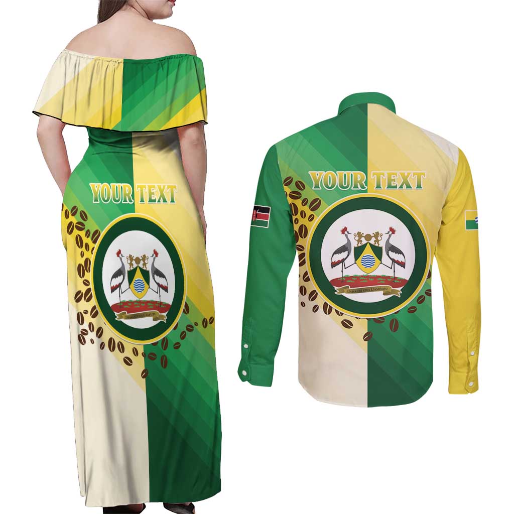 Personalised Nairobi Kenya Couples Matching Off Shoulder Maxi Dress and Long Sleeve Button Shirt The Green City under the Sun