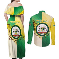 Personalised Nairobi Kenya Couples Matching Off Shoulder Maxi Dress and Long Sleeve Button Shirt The Green City under the Sun