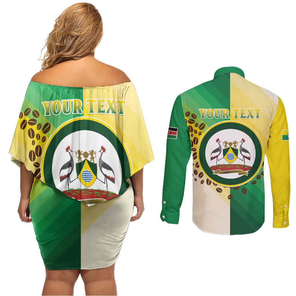 Personalised Nairobi Kenya Couples Matching Off Shoulder Short Dress and Long Sleeve Button Shirt The Green City under the Sun