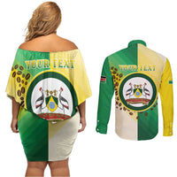 Personalised Nairobi Kenya Couples Matching Off Shoulder Short Dress and Long Sleeve Button Shirt The Green City under the Sun