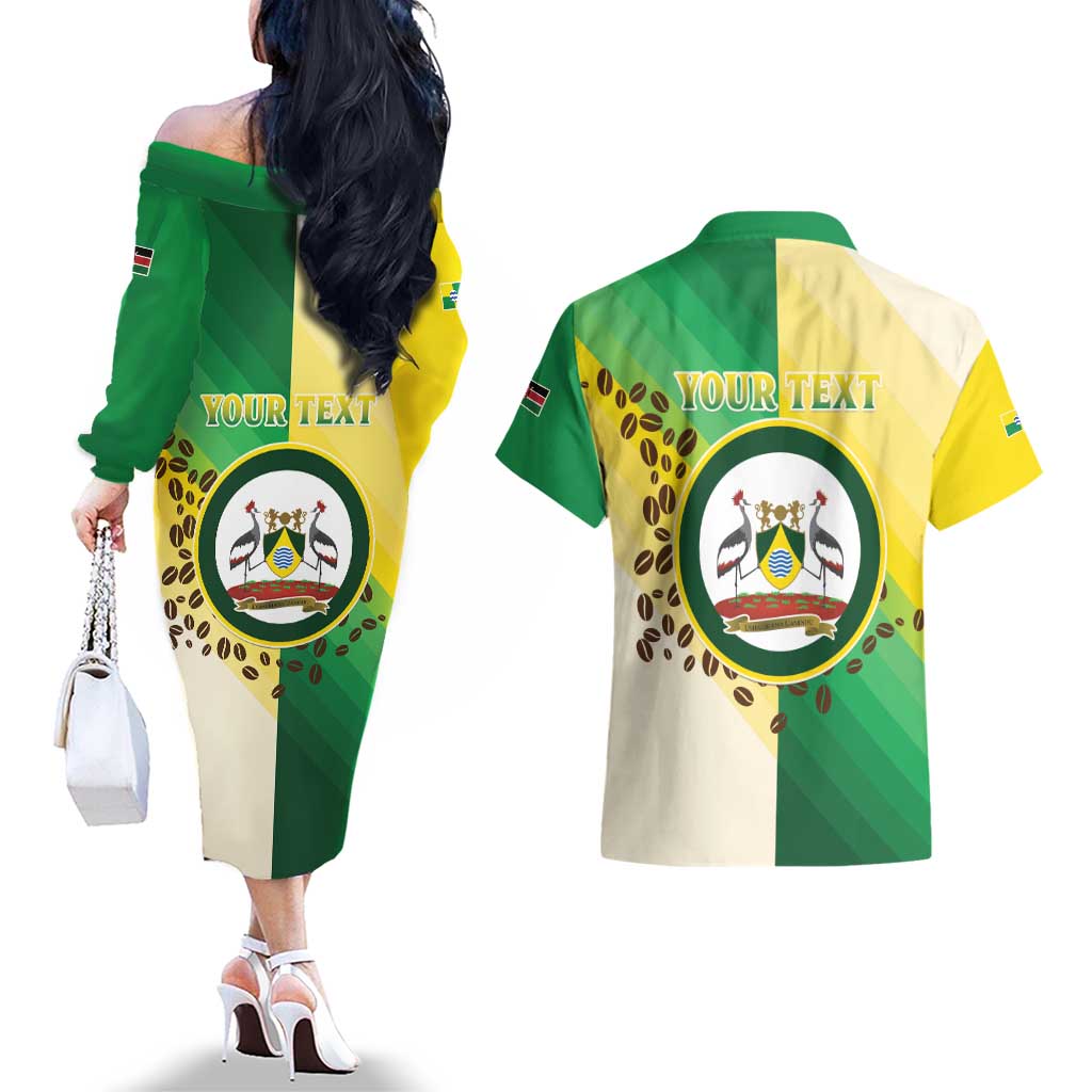 Personalised Nairobi Kenya Couples Matching Off The Shoulder Long Sleeve Dress and Hawaiian Shirt The Green City under the Sun