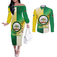Personalised Nairobi Kenya Couples Matching Off The Shoulder Long Sleeve Dress and Long Sleeve Button Shirt The Green City under the Sun