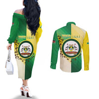 Personalised Nairobi Kenya Couples Matching Off The Shoulder Long Sleeve Dress and Long Sleeve Button Shirt The Green City under the Sun