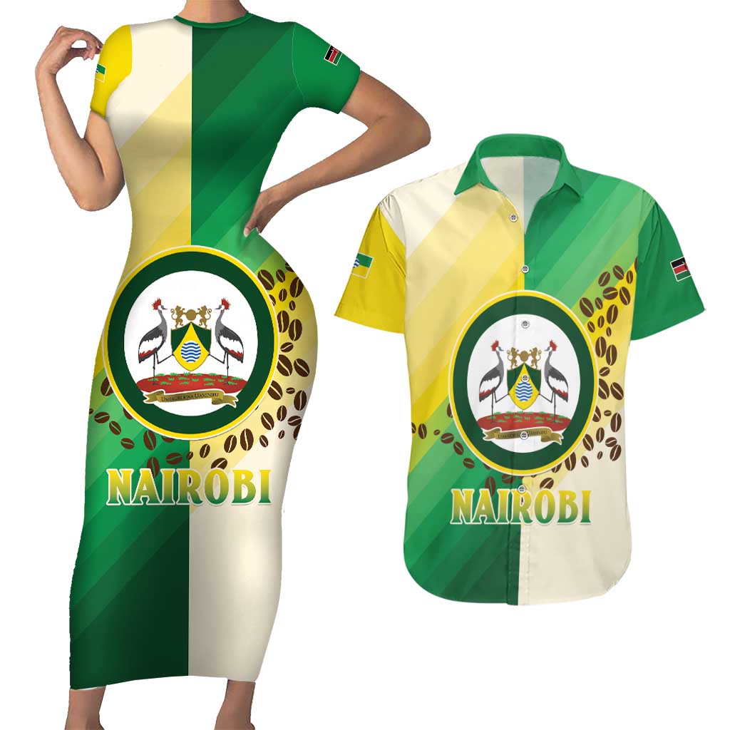 Personalised Nairobi Kenya Couples Matching Short Sleeve Bodycon Dress and Hawaiian Shirt The Green City under the Sun