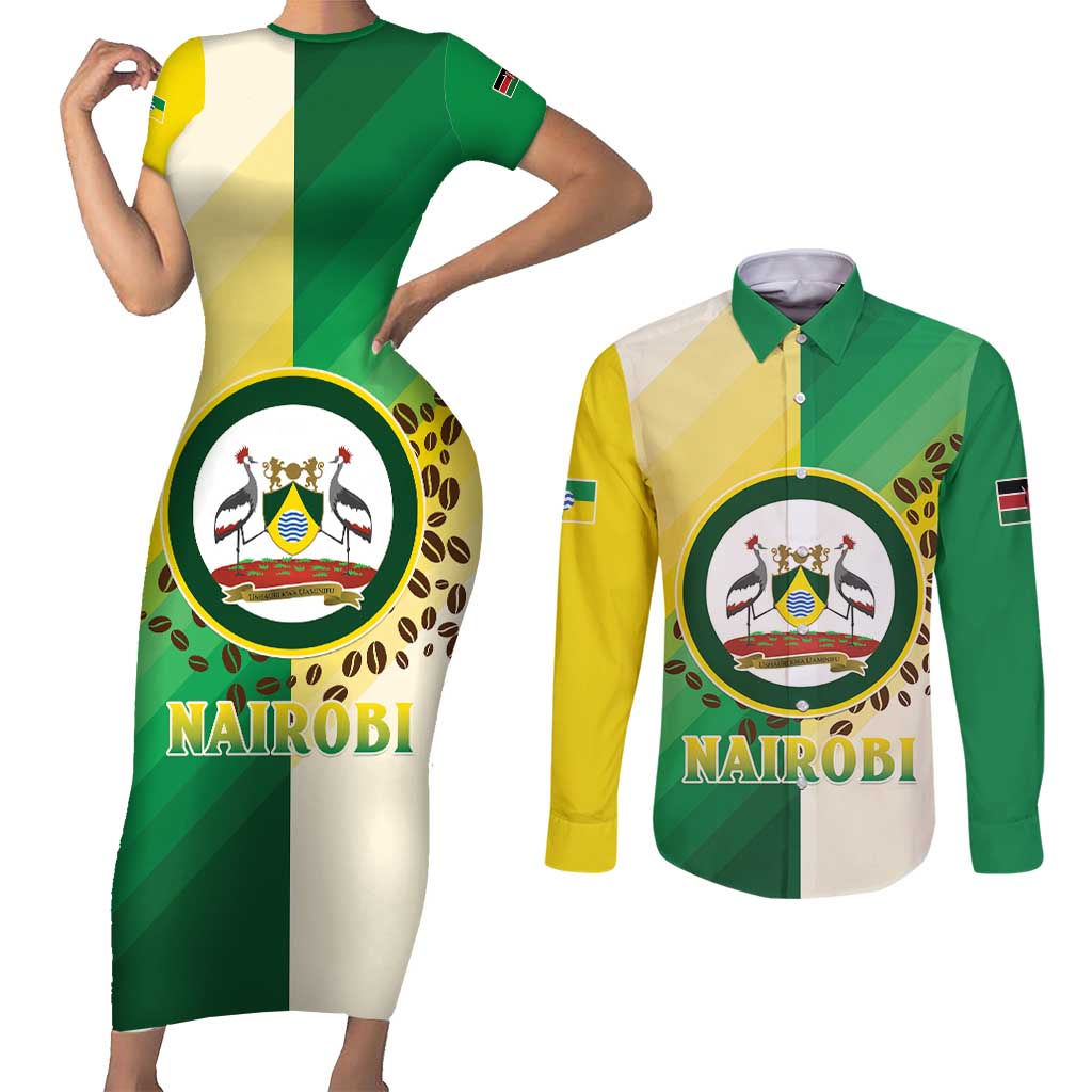 Personalised Nairobi Kenya Couples Matching Short Sleeve Bodycon Dress and Long Sleeve Button Shirt The Green City under the Sun