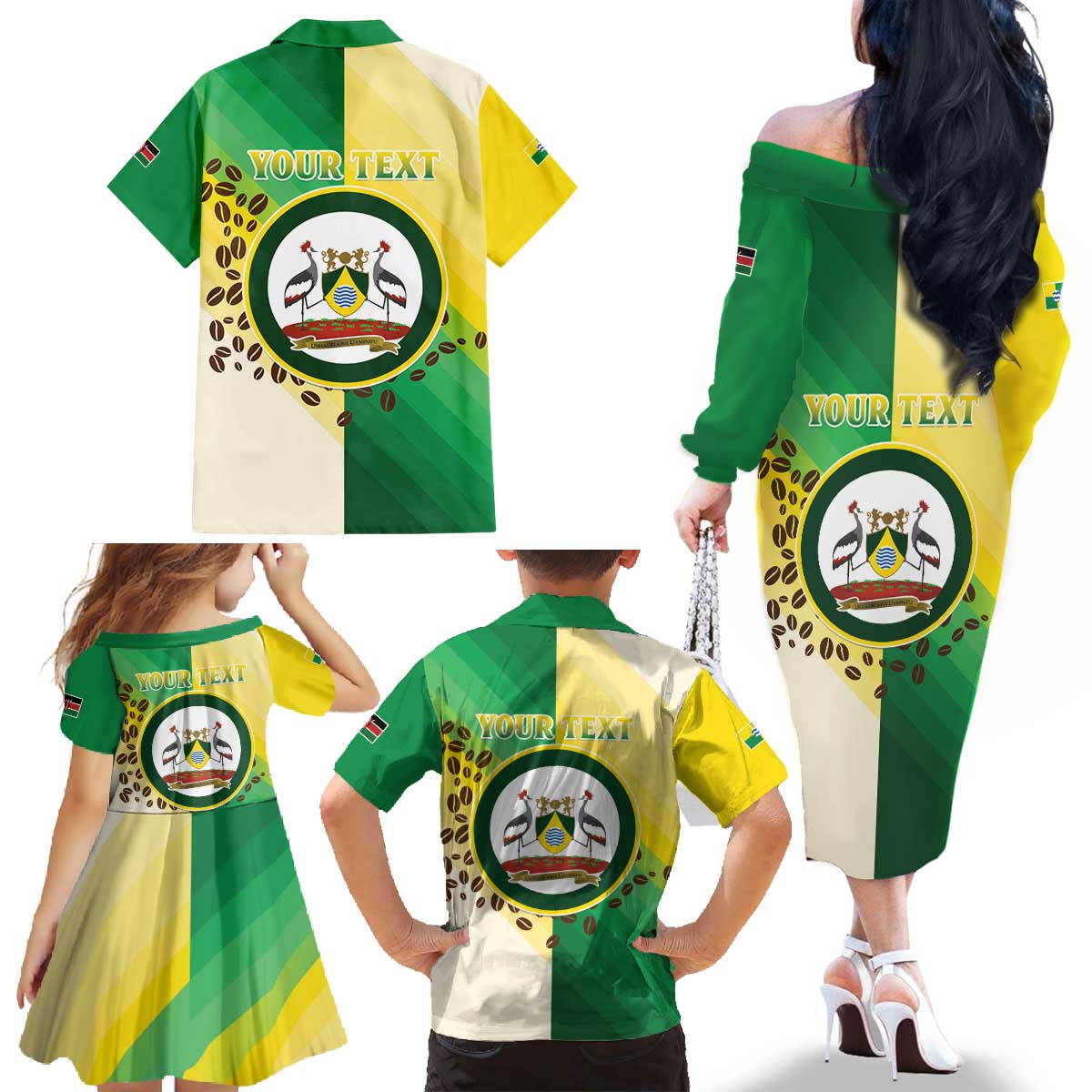 Personalised Nairobi Kenya Family Matching Off The Shoulder Long Sleeve Dress and Hawaiian Shirt The Green City under the Sun