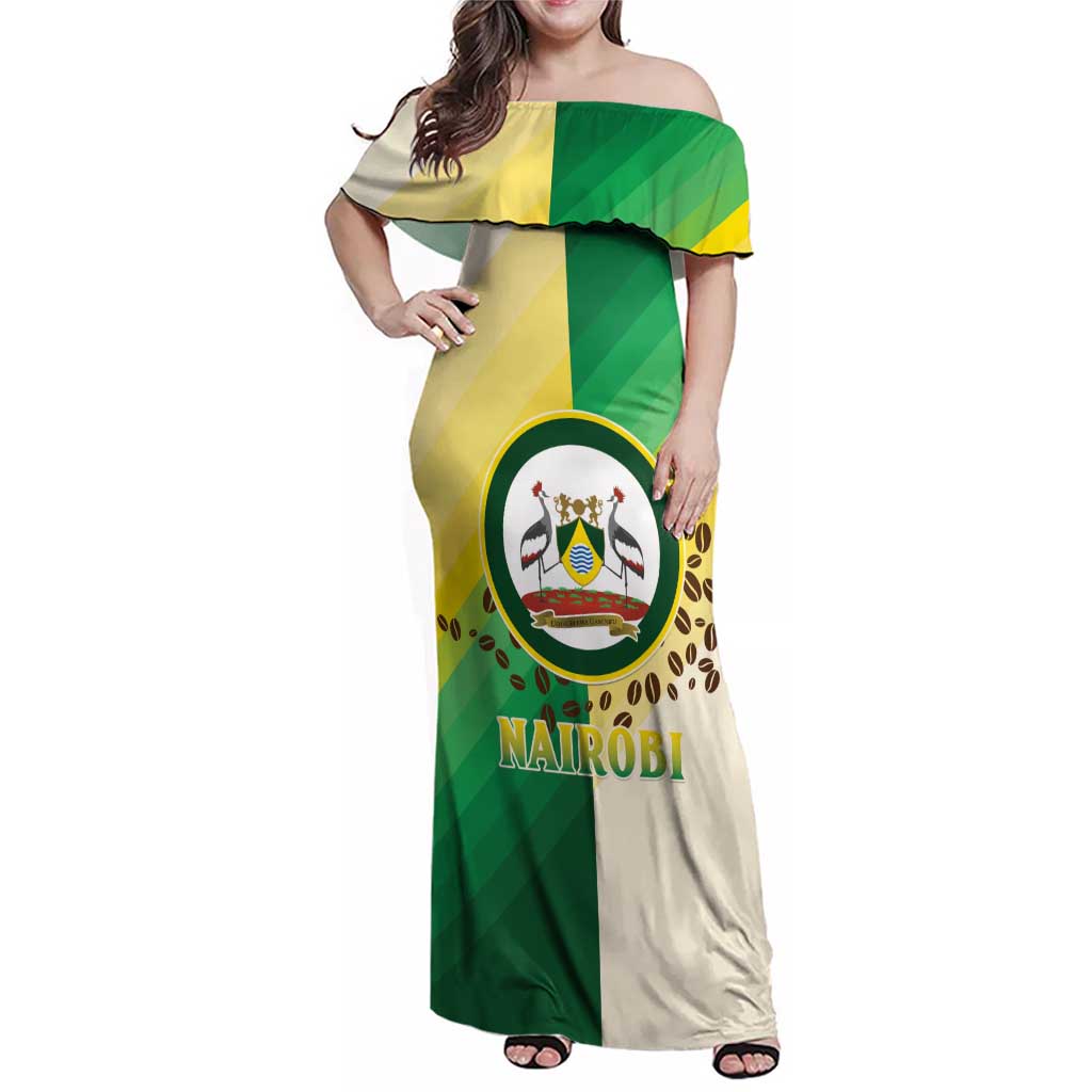 Personalised Nairobi Kenya Family Matching Off Shoulder Maxi Dress and Hawaiian Shirt The Green City under the Sun