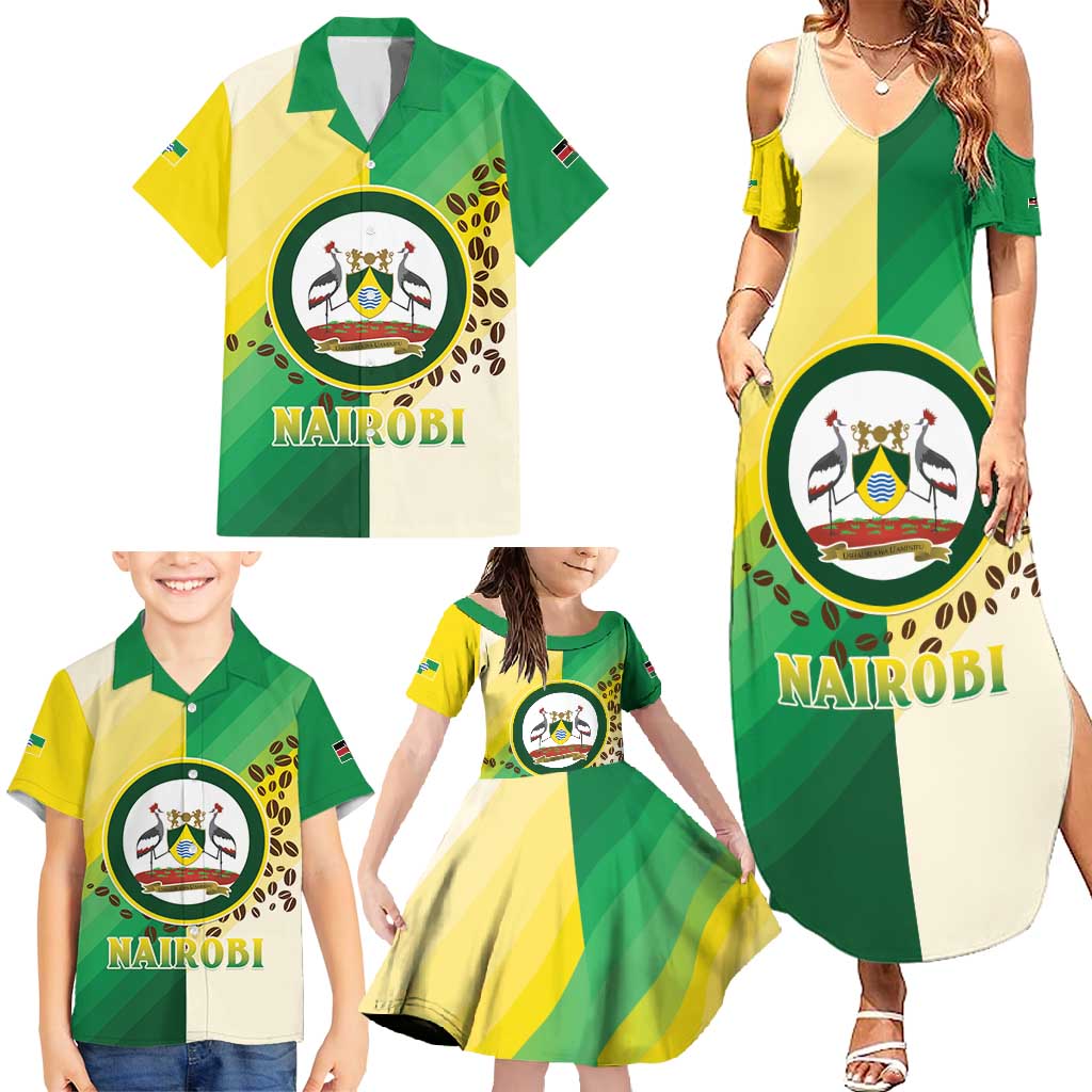 Personalised Nairobi Kenya Family Matching Summer Maxi Dress and Hawaiian Shirt The Green City under the Sun