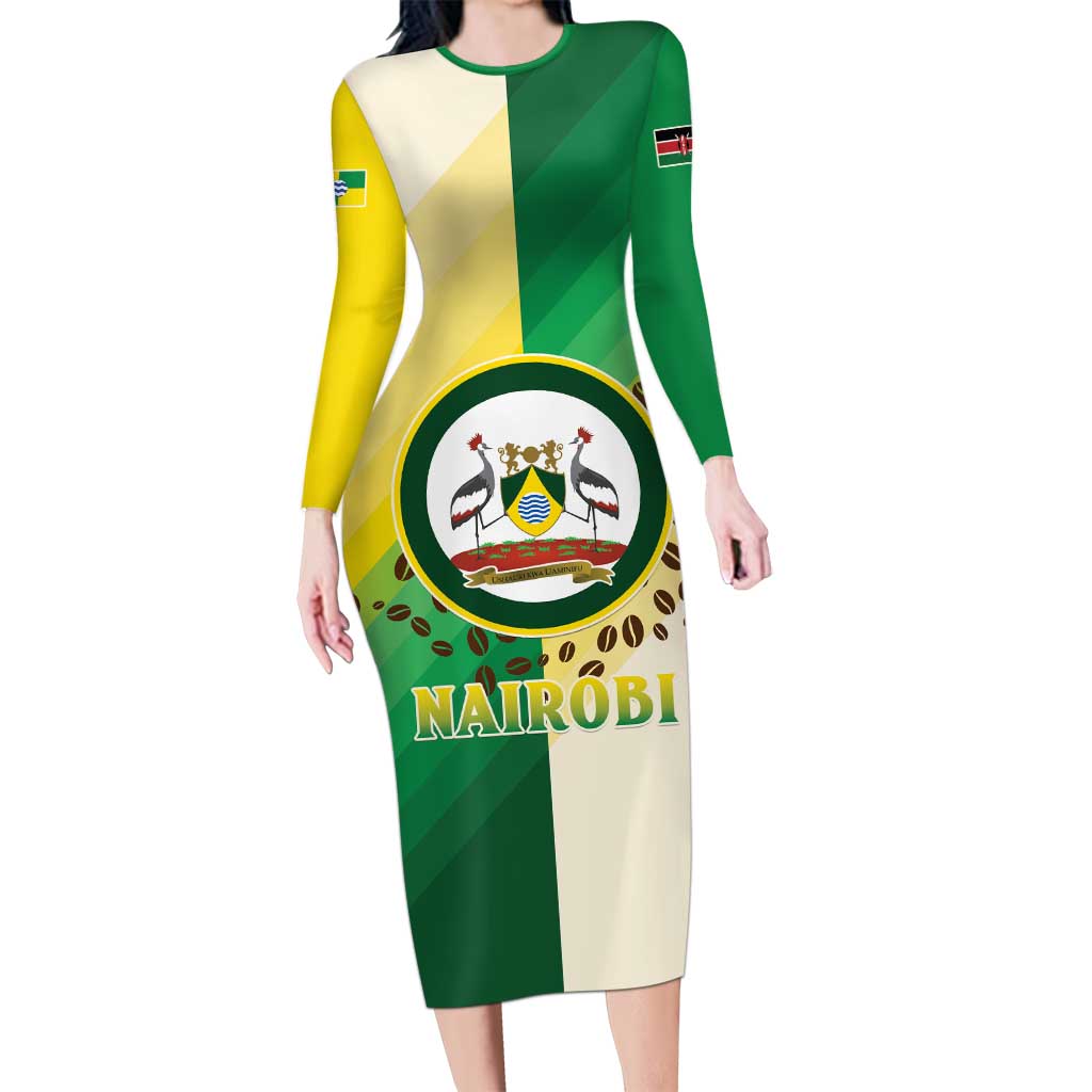 Personalised Nairobi Kenya Long Sleeve Bodycon Dress The Green City under the Sun