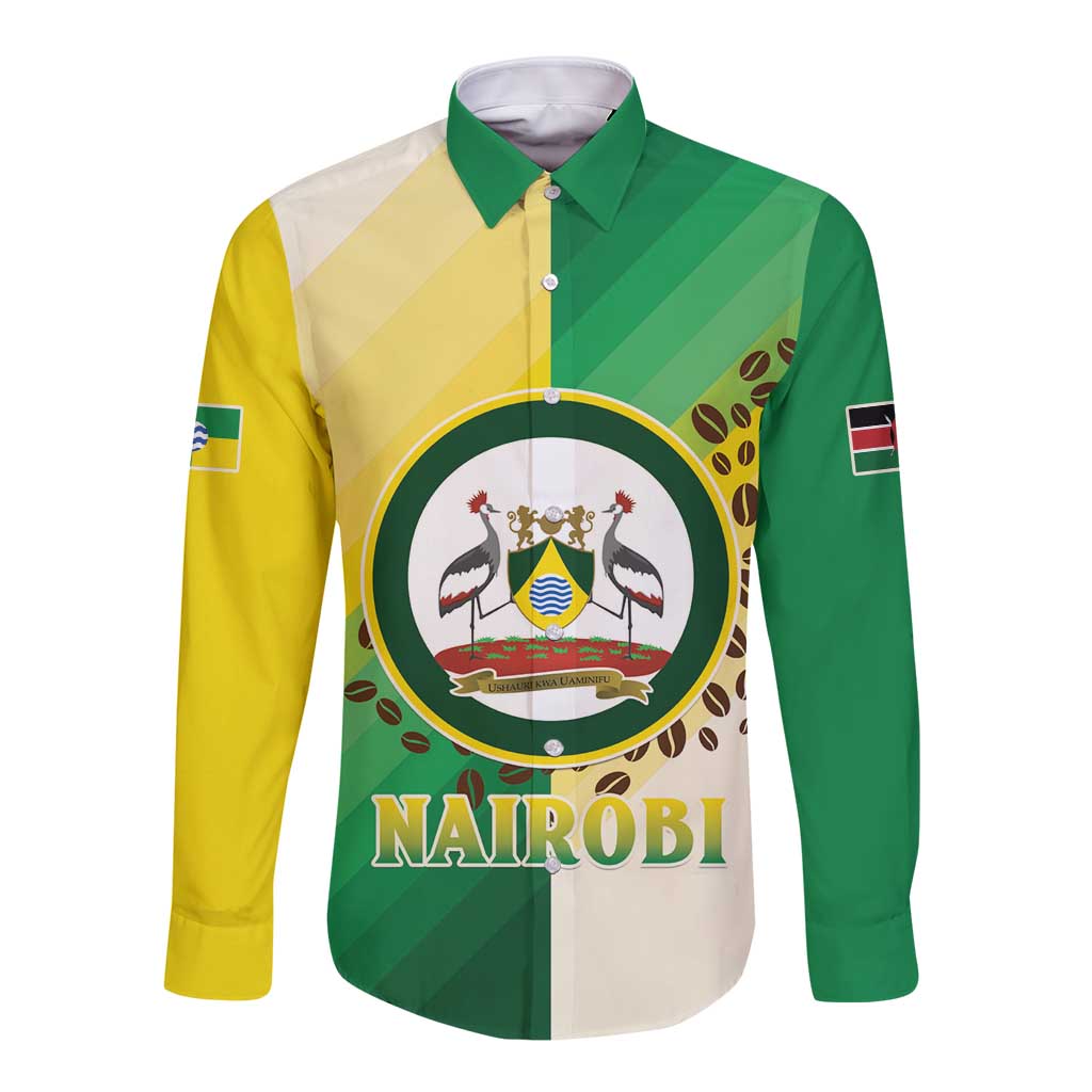 Personalised Nairobi Kenya Long Sleeve Button Shirt The Green City under the Sun