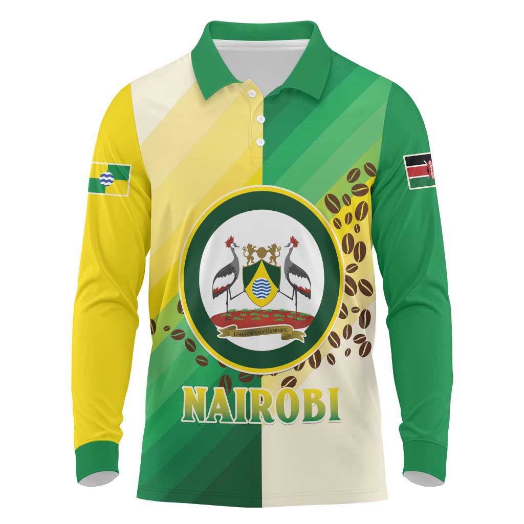 Personalised Nairobi Kenya Long Sleeve Polo Shirt The Green City under the Sun