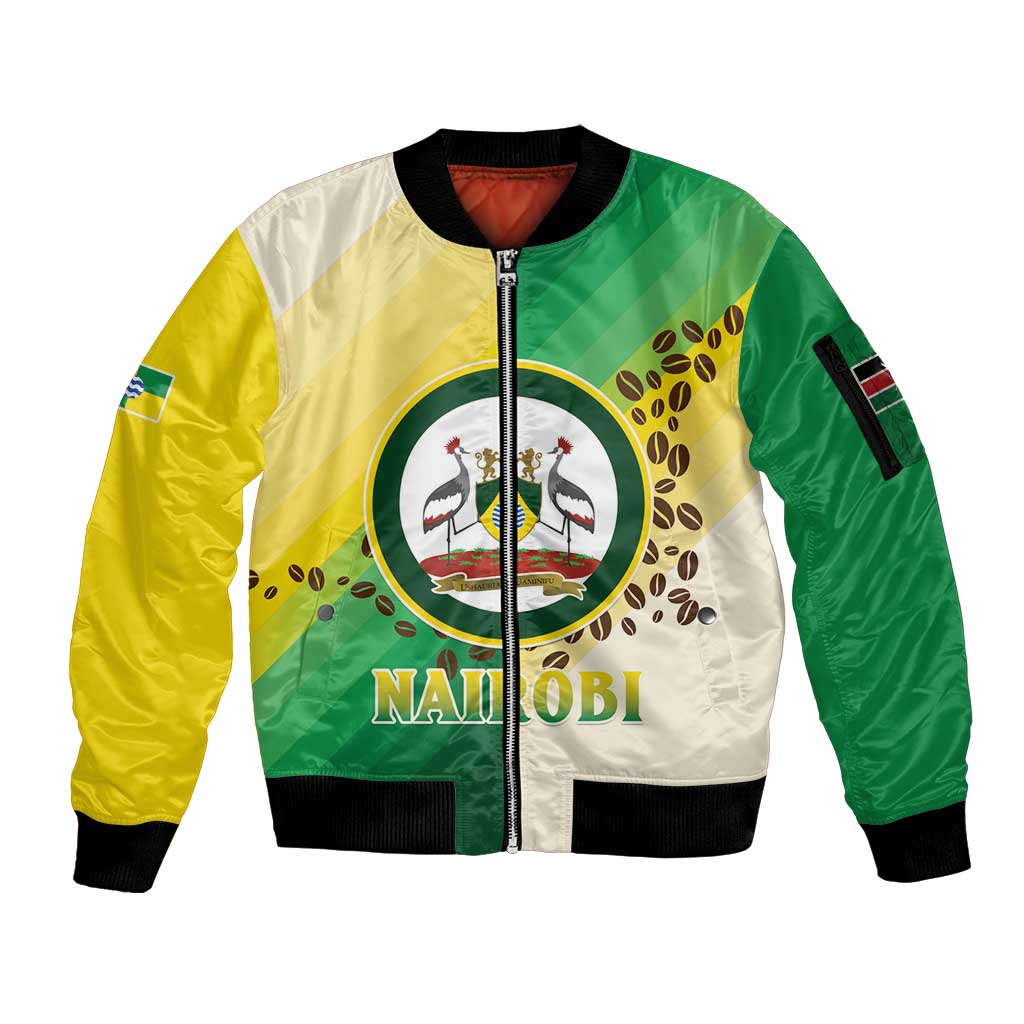 Personalised Nairobi Kenya Sleeve Zip Bomber Jacket The Green City under the Sun